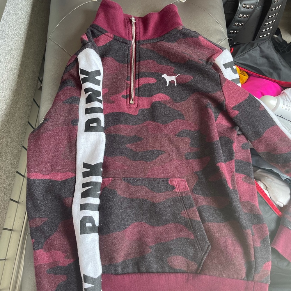pink quarter zip up